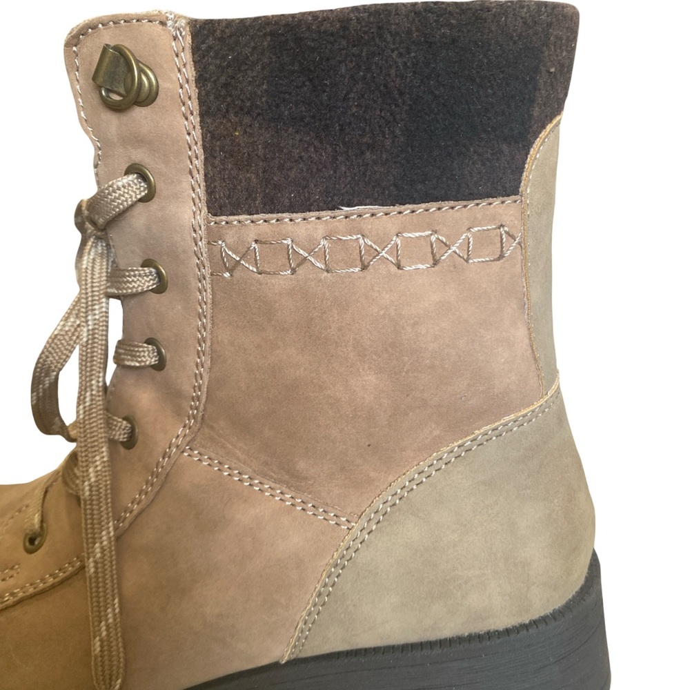 Earth Origins Rowan Combat Boots Taupe 8.5W Wide Leather Side Zip Comfort Hiking - Picture 8 of 11